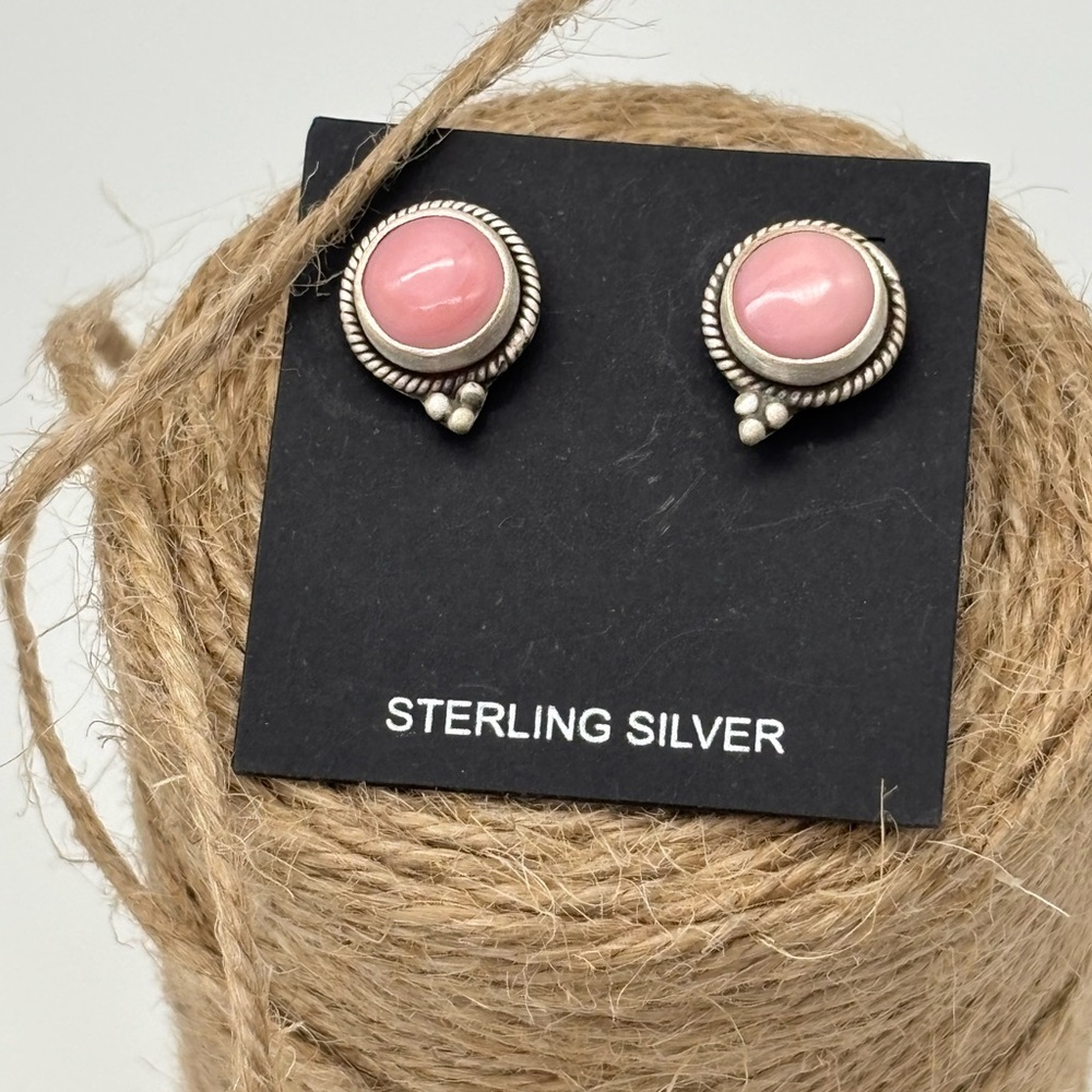 Pink Conch Studs Handcrafted